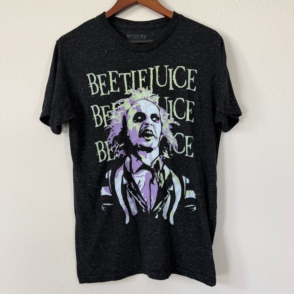 Beetlejuice Shirt Mens Medium Black Heathered Movie Promo Tee‎